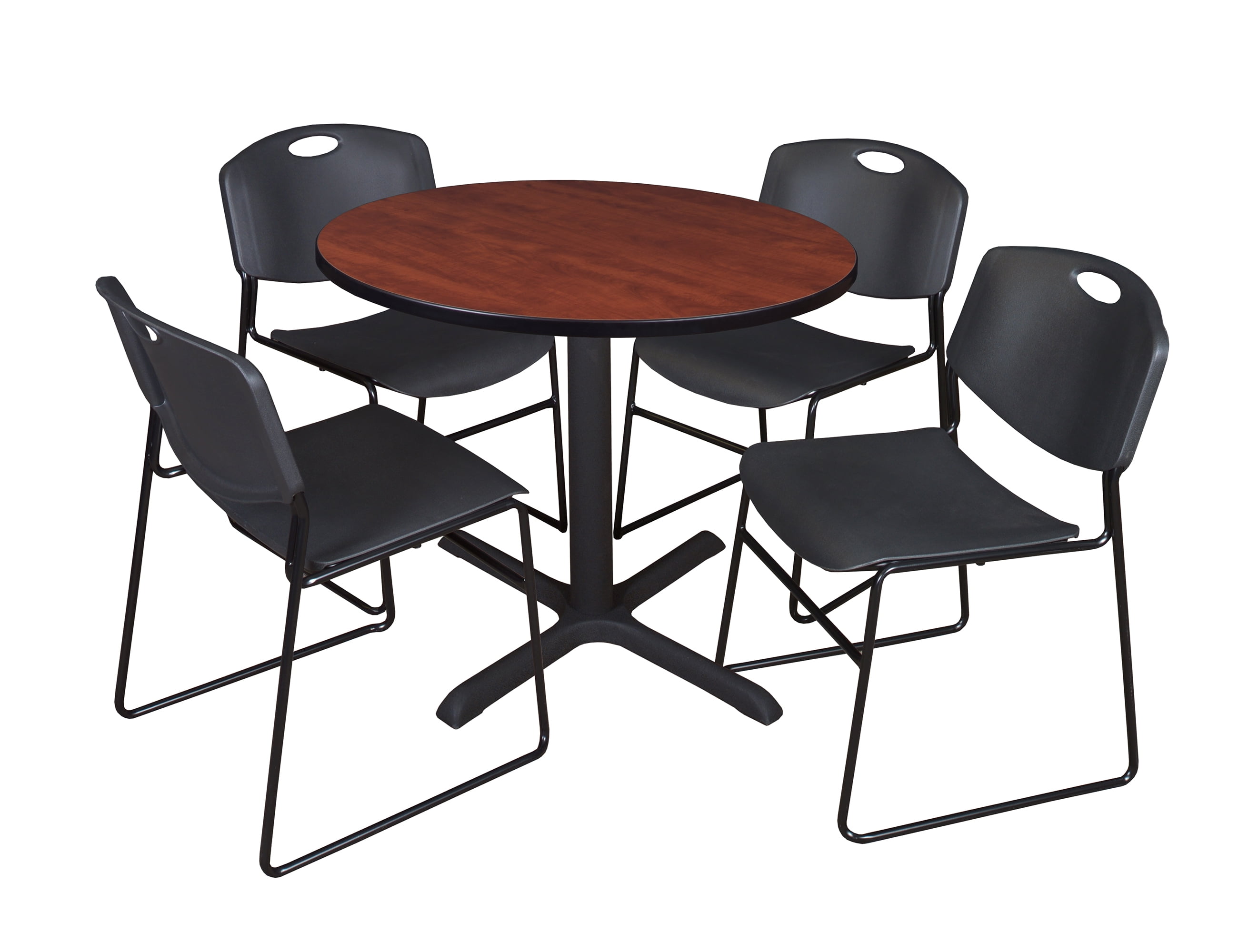 Regency 5Piece 42" Round Lunchroom Table with Metal "X" Base and 4