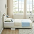 thumbnail image 5 of Litake Twin Bed Frames, Upholstered Platform Bed Frame with Bookcase Headboard, Velvet Platform Bed Mattress Foundation, Heavy Duty Steel Support Legs, Easy Assembly, Noise Free, White, 5 of 9