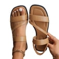 thumbnail image 4 of Crunowin Women's Open Toe Sandals, Square Toe Outdoor Style Elastic Back Casual Comfortable Shoes Khaki, 4 of 8