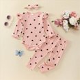thumbnail image 3 of HCNTES Baby Girl Clothes Fall Winter Newborn Baby Girl Clothes Outfits Infant Ruffle Heart Print Romper Pants Bow Headband Cute Toddler Baby Girl Clothes Set, 3 of 4
