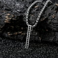 thumbnail image 4 of Bar Necklace 925 Sterling Silver Black Cubic Zircon Bar Pendant Necklace Jewelry for Men Women, 4 of 5