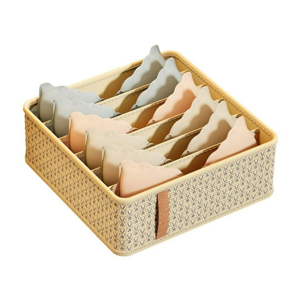 Organizador de Cajones Beige para Ropa Interior y Calcetines, Caja de Almacenamiento Multifuncional con Compartimentos Divididos, Diseño Plegable de Tela No Tejida para Cómoda o Armario.