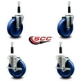 thumbnail image 2 of 5 Inch Solid Poly Wheel Swivel 7/8 Inch Expanding Stem Caster Set 2 Brakes SCC, 2 of 2