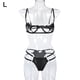 thumbnail image 1 of Conjunto de ropa interior de sujetador, tanga erótica, encaje hueco, lencería sexy para mujer, L, negro Vogacara XX000112-07, 1 of 7