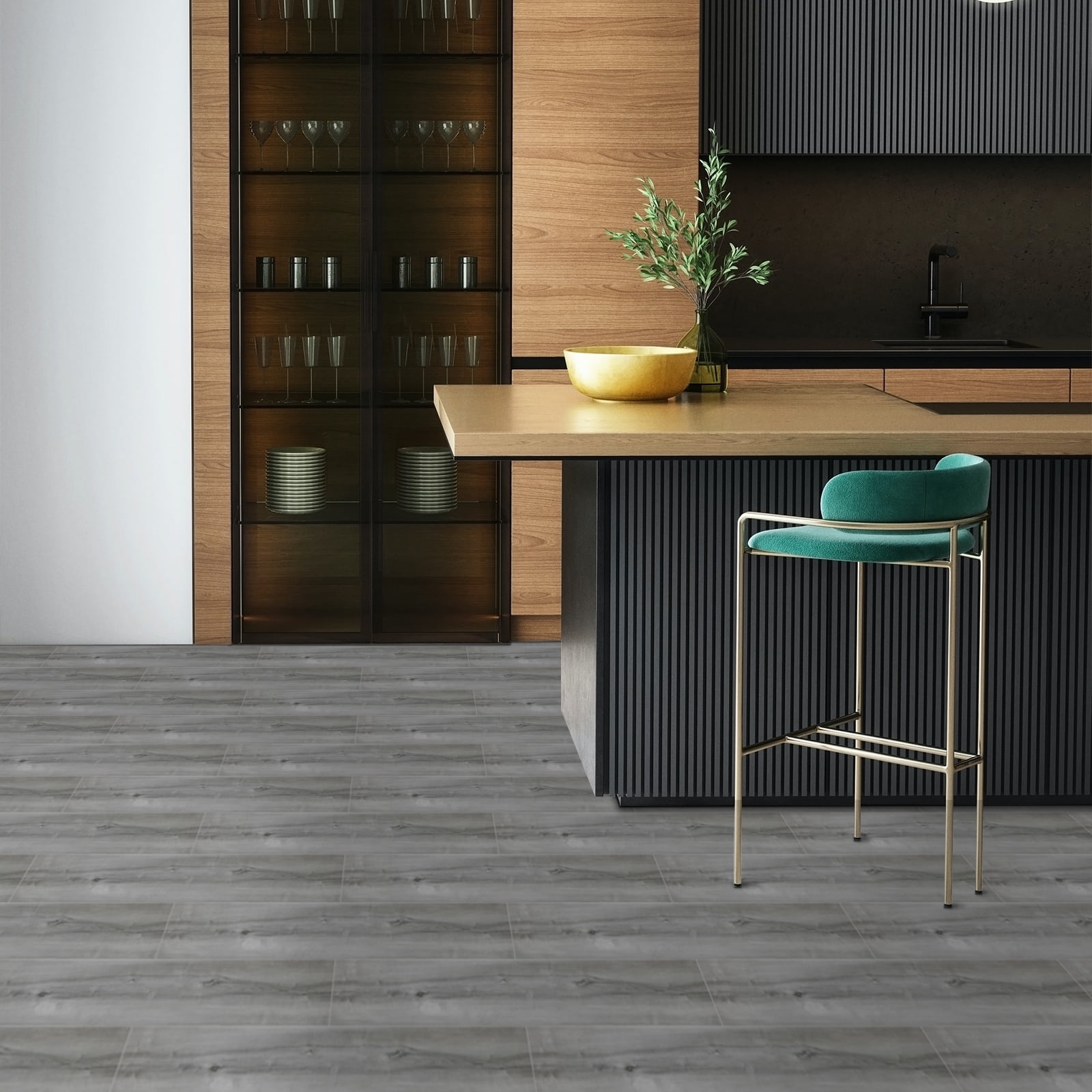 UMIGGEE Gray Peel and Stick Flooring 35" x 6" 20 Pieces/Pack Vinyl Wood-Look Flooring Tiles Self-Adhesive Vinyl Flooring Easy to Install for Kitchen Living Room (Cover 29 Sq. Ft)