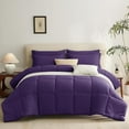 thumbnail image 6 of Queen Comforter Set - 7 Pieces Bed in a Bag Queen, Complete Bedding Sets Bed Set for All Season with Comforter, Flat Sheets, Fitted Sheet, Pillowcases & Shams Purple, 6 of 12