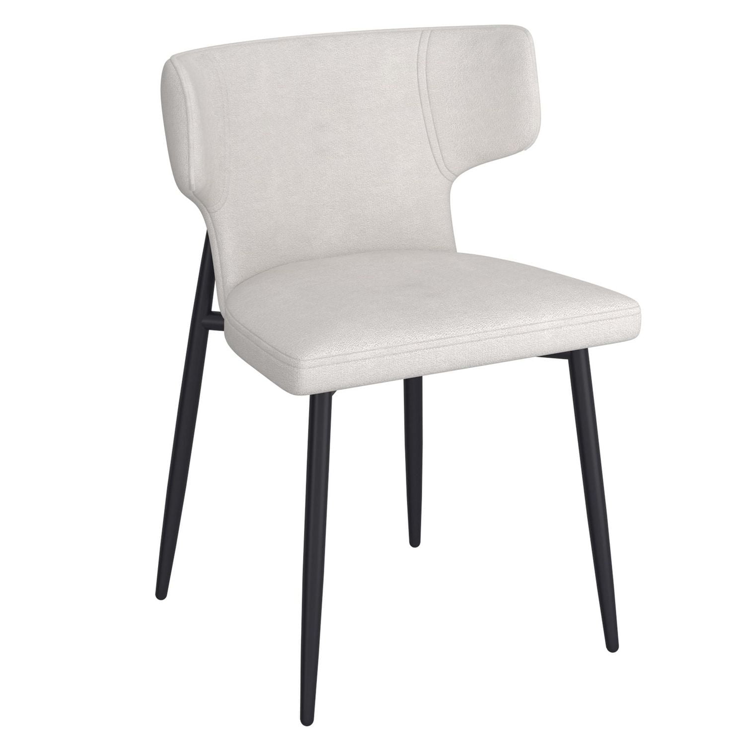 Contemporary Fabric and Metal Dining Chair, Set of 2 - Beige and Black