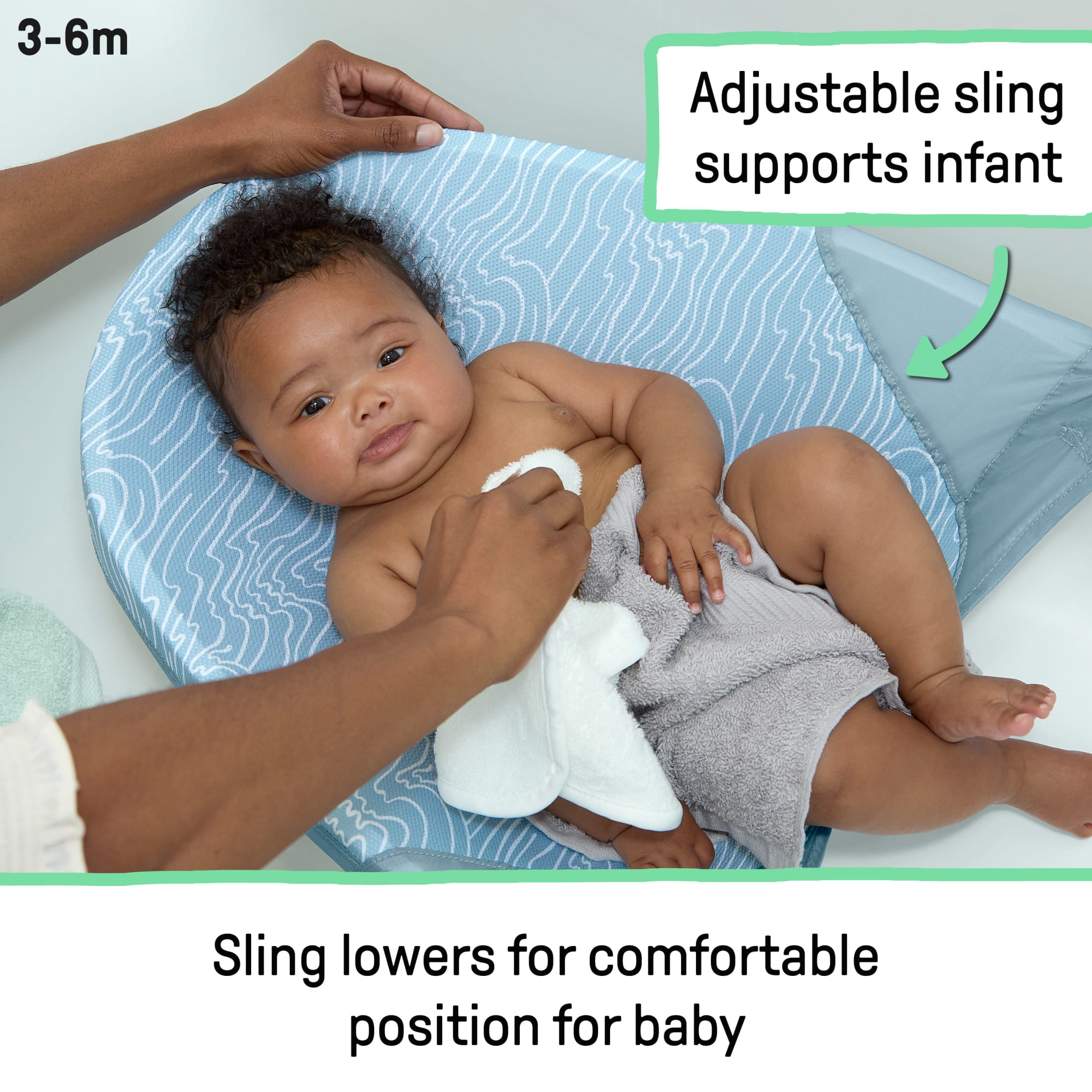 Ingenuity Full Comfort 3-in-1 Tub, 3 Phases of Use, Supportive Sling, OM+