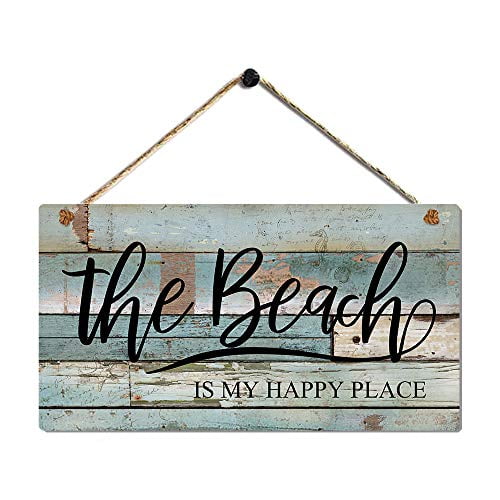 Vintage Beach Decor Plaque With Coastal Themed Wall Decor Beach Signs The Beach Is My Happy Place By 11 5x6 Inches Walmart Com Walmart Com
