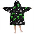 thumbnail image 2 of Alien and Planet Black Pattern Lamb Fleece Blanket Hoodies for Teens ,Teens Oversize Sherpa Wearable Hooded Blanket Sweatshirt with Super Pockets, 2 of 6
