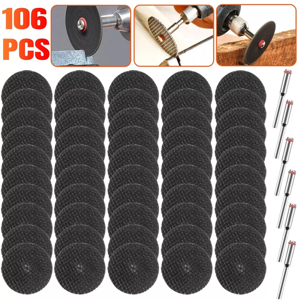 Zyler - 106 Fiberglass Metal Cut Off Wheel Rotary Disc W/6Pcs 1/8" Mandrel For Dremel Us