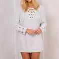 thumbnail image 4 of LLYwey s Women Winter Midi Dresses Fashion Casual Full Sleeve Solid Bandage V-Neck Sweater Dress New Long Dresses White M, 4 of 5