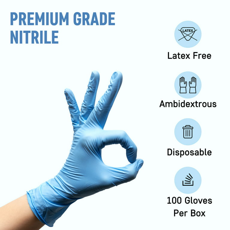 Noble Products Large Powder-Free Disposable Blue Vinyl Gloves for  Foodservice - Case of 1000 (10 Boxes of 100)