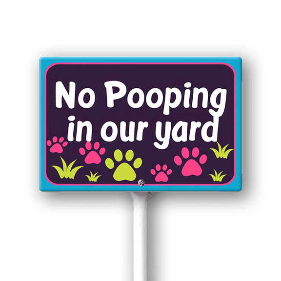 Eveokoki No Pooping In Our Yard Sign, No poop sign, 12 x 8 Inch Aluminum Sign With Metal Stakes, Keep Dogs Off Lawn, Weatherproof, Easy To Install