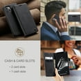 thumbnail image 6 of for iPhone 13 Wallet Case with [RFID Blocking] Retro Premium PU Leather Flip Folio Strong Magnetic Closure, Kickstand, Card Slots, Flip Book Style Cover For Apple iPhone 13,
Black, 6 of 10