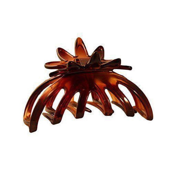 Parcelona French Medium Flower Flat Teeth Celluloid Shell Claw Jaw Hair Clip