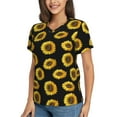 thumbnail image 5 of Yiaed Sunflower (2) Print Women's T Shirt V-Neck Short Sleeve Shirt Casual Breathable Tee Summer Tops-3X-Large, 5 of 5