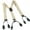 Beige, variant on 6 Button Holes Link Men's Suspenders with 2 Length Adjusters Black