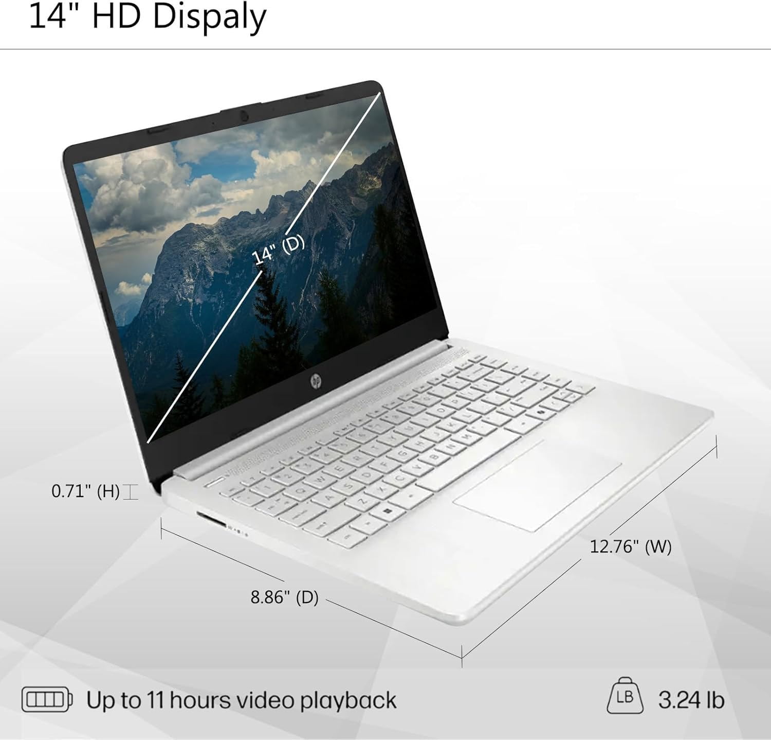 HP Laptop for Student and Business, 14" HD, Intel N150, 4GB RAM, 192GB Storage(128GB UFS +64GB MSD), 1-Year Office 365, Windows 11 Pro, Fast Charge, Silver