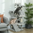 thumbnail image 2 of PawHut Arbre à Chat Tour de 53 Pouces, Grand Condo pour Chat - Gris, 2 of 10