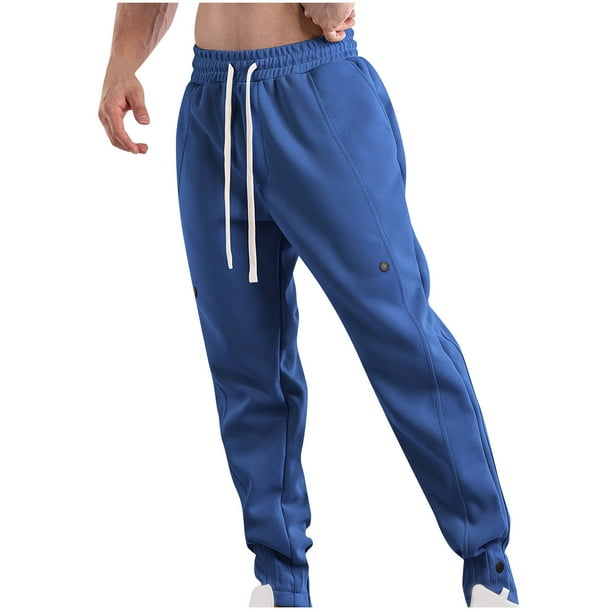 Pantalones largos de moda para hombre, con cordón, cintura elástica, color sólido, informales, largos, para hombre