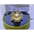 thumbnail image 2 of K-KED Huge AAA 12-11mm Genuine Natural South Sea Golden Stud Pearl Ring 925s, 2 of 3