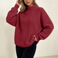 thumbnail image 5 of Xdegoge Women's Mock Neck Oversized Sweater Long Sleeve Textured Chunky Knit Pullover Jumper Fall Winter Casual Knitwear, 5 of 8
