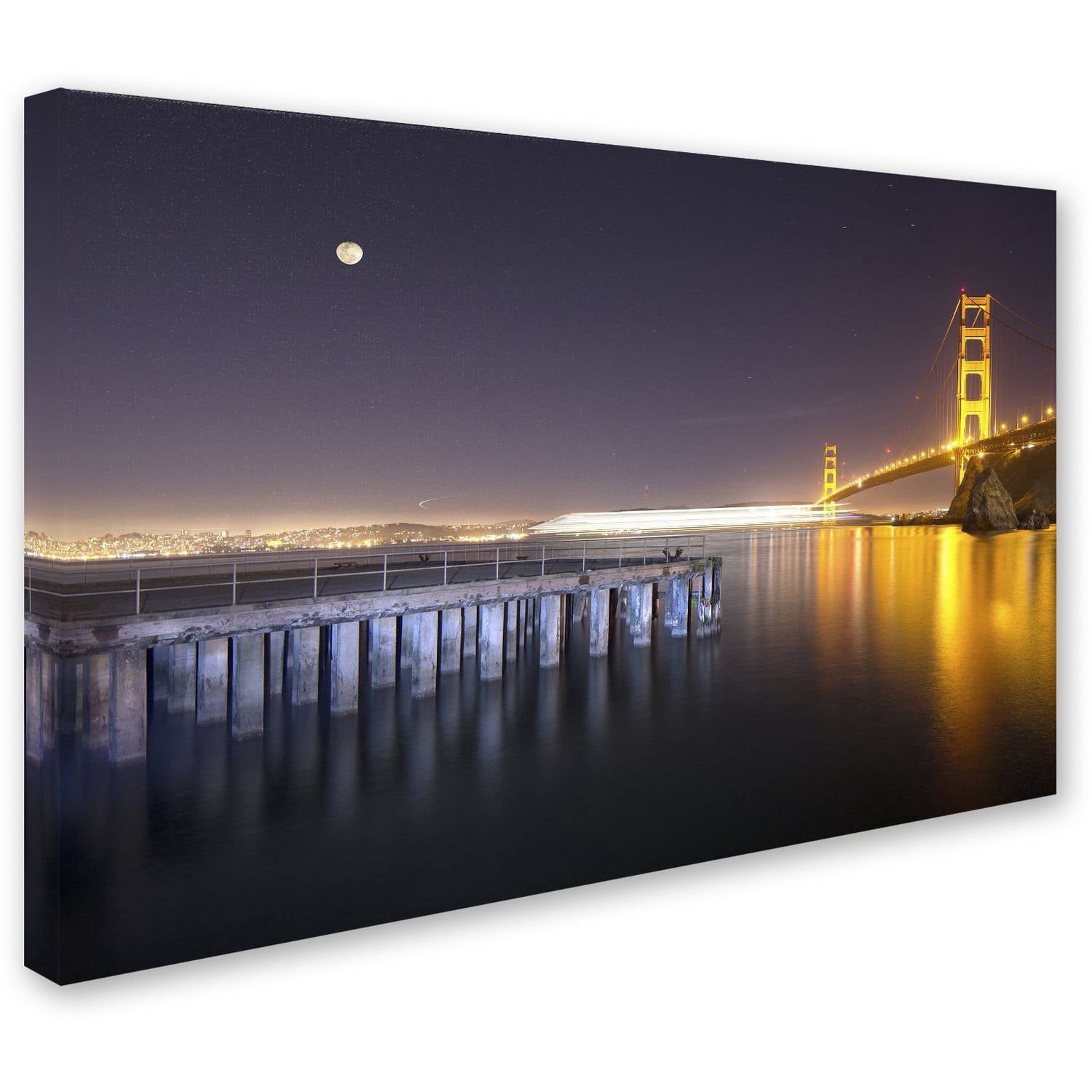 Trademark Fine Art "Golden Gate Pier and Stars" Canvas Art by Moises Levy