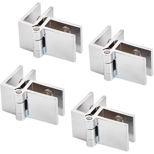 4 piezas 90 bisagras clip de puerta de vidrio, bisagra de puerta de vidrio de acero inoxidable, bisagra de vidrio plegable, bisagra de abrazadera de puerta, bisagra de puerta de vidrio de gabinete de cocina Sincero Electrónica