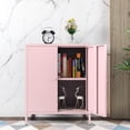 thumbnail image 4 of Small 2 Transparent Door Metal Storage Side Buffet Cabinet for Bed Room,Living Room,Entryway,Hallway,Home,Hotel,Office,Garage,Kitchen,1 Removable Shelf, 4 of 9