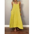 thumbnail image 2 of Women'S Summer Cotton Maxi Dress Adjustable Spaghetti Strap Boho Casual Backless Ruffle Loose Fit Flowy Dress Yellow 5XL, 2 of 5