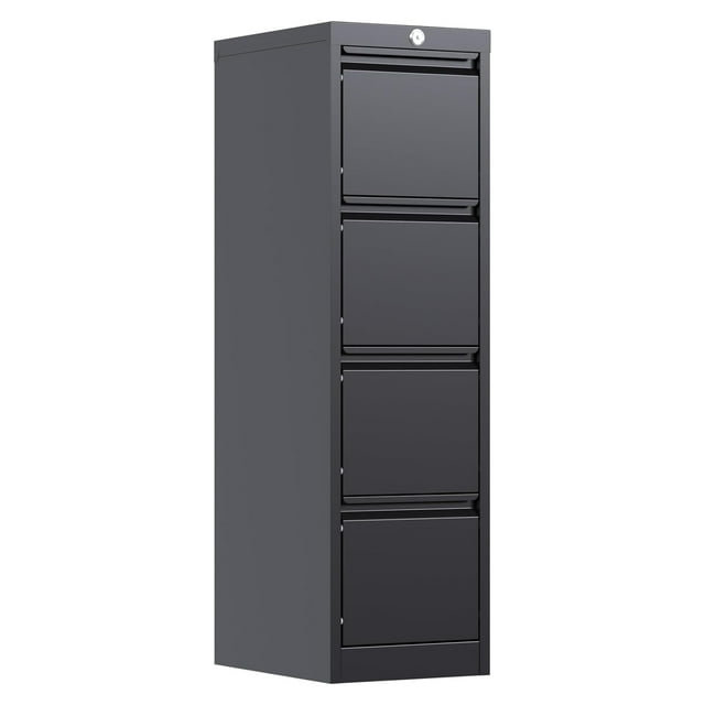 AOBABO 4 Drawer Vertical Metal File Cabinet w/Lock, Fully Assembled, Black