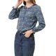 thumbnail image 4 of Blusa de manga rizada para mujer INSPIRE CHIC, con cuello fruncido, lazo autoajustable, elegante, de gasa floral, talla S, azul polvo, 4 of 5
