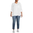 thumbnail image 2 of Terra & Sky Women’s Plus Size Button Front Shirt with Long Sleeves, 2 of 5