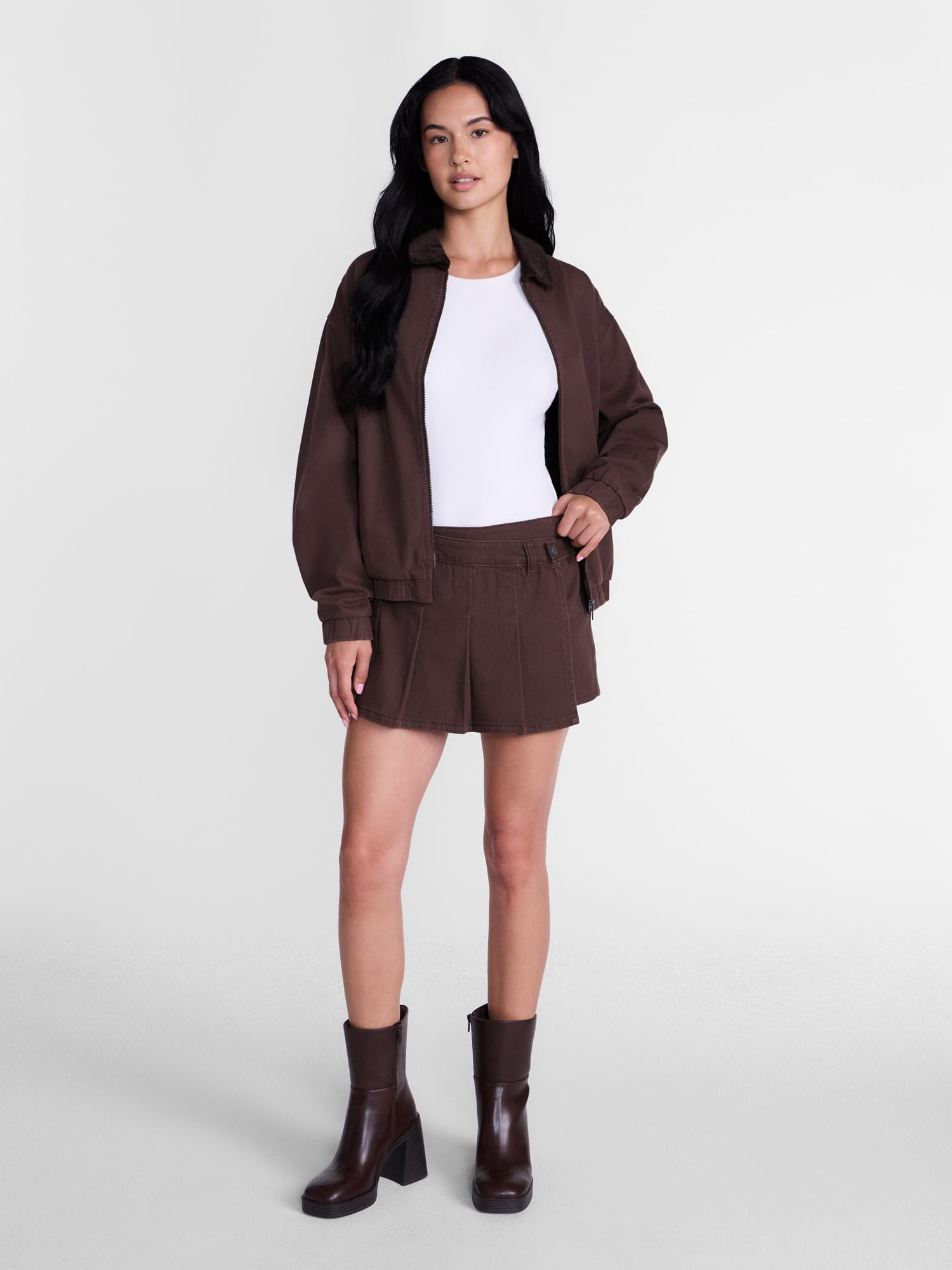 Madden NYC Women’s Belted Pleated Denim Mini Skort, Sizes XXS-XXL