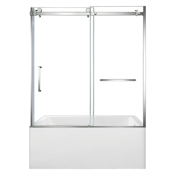 Kingston Brass KVTAP6032R22C1 60-Inch Acrylic Rectangular 3-Wall Anti-Skid Alcove Tub Combo with Tub Door (Right Hand Drain) in White/Polished Chrome