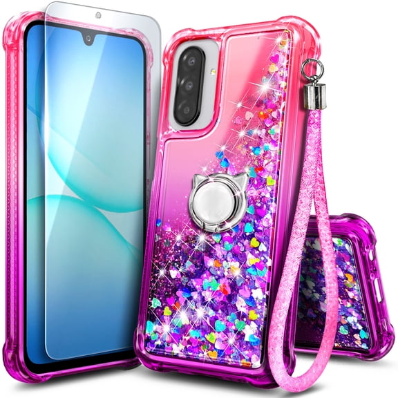 NGB SUPREMACY For Samsung Galaxy A36 5G / A37 5G / A56 5G Phone Case Ring Holder Wrist Strap Lanyard Women’s Glitter Liquid Galaxy A36/A37/A56 Case Cover