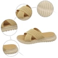 thumbnail image 5 of Rokment Womens Orthopedic Memory Foam Beach Slip on Sandals Summer Fashion Comfortable Mesh Crooss Band Platform Wedge Low Heel Walking Slides Casual Flat Slippers Beige Size 6, 5 of 8