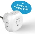 thumbnail image 2 of Ceptics European Schuko Travel Plug Adapter Germany France Adapter Charger 4 Input - USA to Any Type E/F Countries Such as Germany, France and More - 2 Pack (PT-9), White, 2 of 10