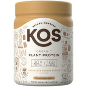 KOS Organic Plant Based Protein Powder, Chocolate Peanut Butter, 20g Protein, 10 Servings, 13.75oz, 0.85lb