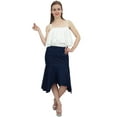 thumbnail image 4 of Bimba Women's Navy Blue Asymmetrical Hem Denim Skirt With Side Zip Closure-S, 4 of 8