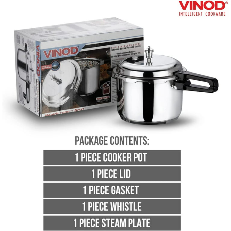 Vinod Olla a presión de acero inoxidable, tapa exterior, 10 litros, cocina  base de inducción, olla a presión india, fondo sándwich, mejor utilizada