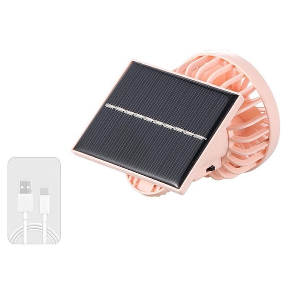 Portable Solar Fan Dual Power USB Rechargeable Battery Operated 3 Speeds Quiet Personal Cooling For Outdoor Camping Office Home