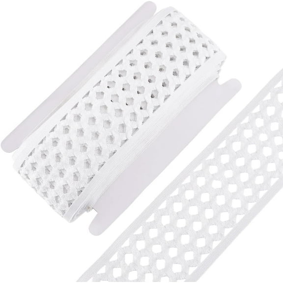 1 Set 10 Yards Polyester Elastic Hollow Wide Band for Webbing Garment Sewing Accessories Flat White 70mm