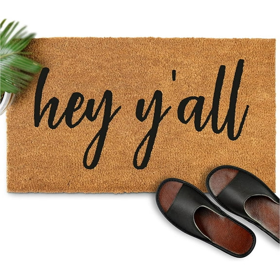 Hey Yall Door Mat Outdoor Entrance, Natural Outdoor Door Mat, Hey Yall Doormat, Front Door Mat Outdoor Funny 16x24 inch