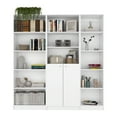 thumbnail image 6 of Dtwnek 13 Shelf Wood Bookshelf Bookcase Book Storage Rack with 2 Doors Cabinet, White, 6 of 6