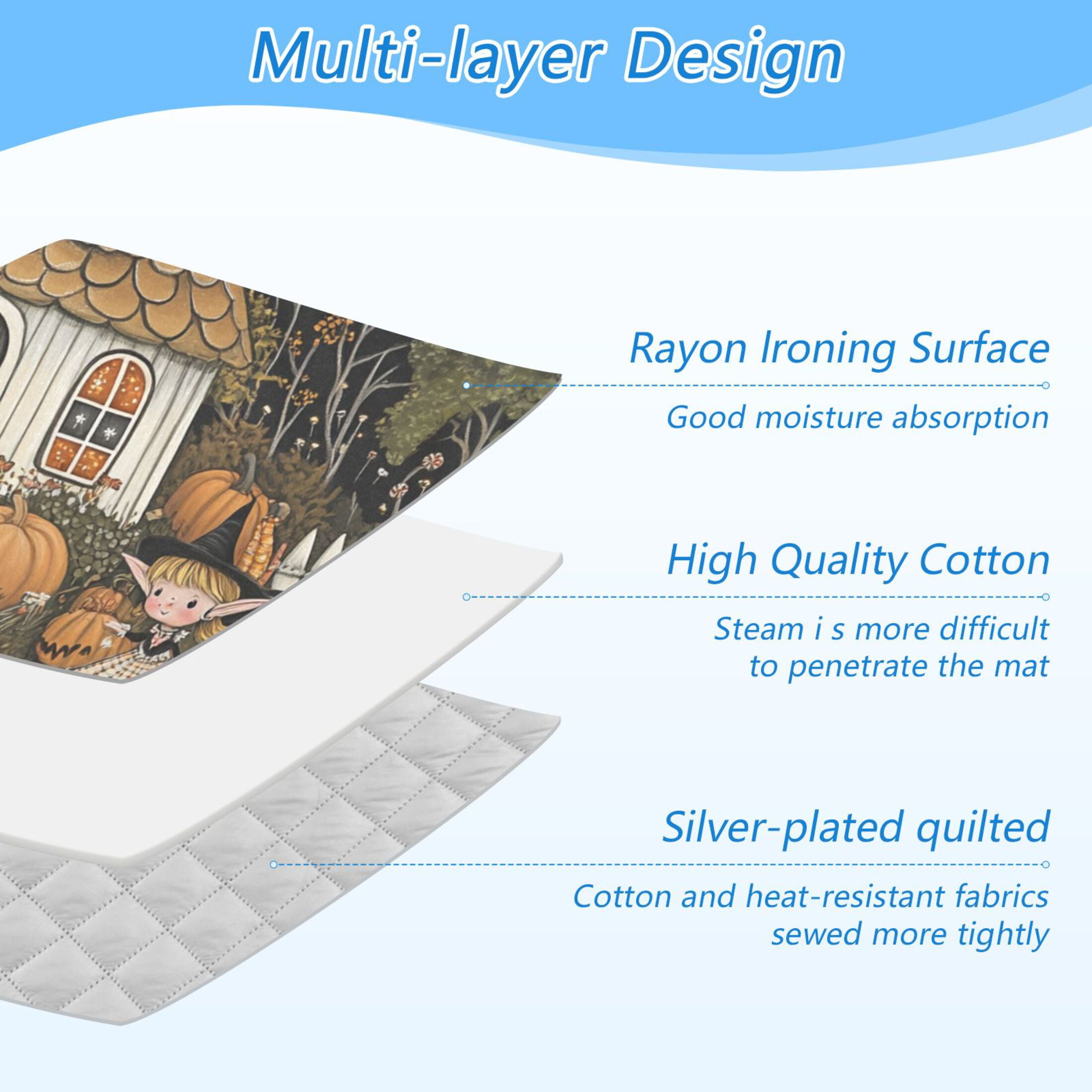 Pumpkin and Witch Ironing Mat Blanket for Table Top Travel Portable Ironing Board Pad 47.2x27.6 Inch