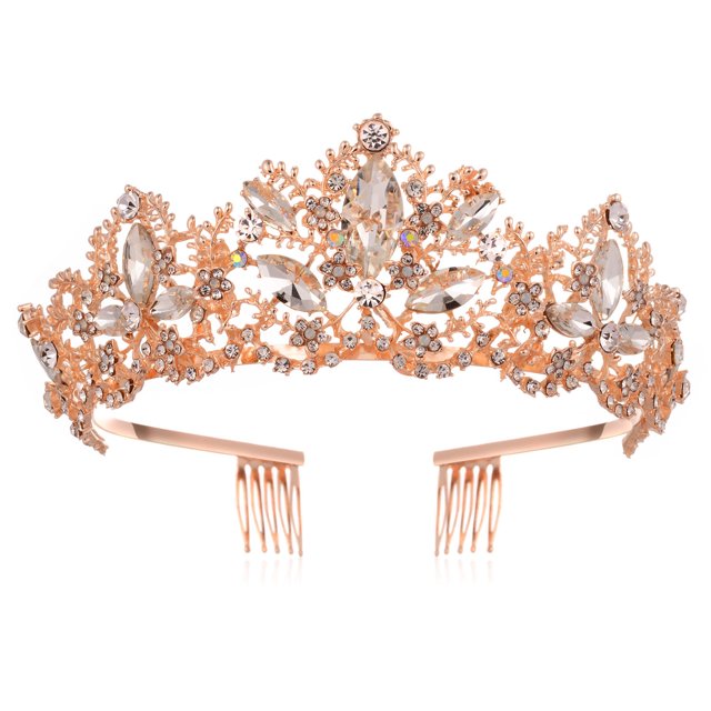 Tiara y corona para mujer, coronas de reina de cristal con peine, diadema de diamantes de imitación para boda de niñas MFZFUKR CPB-DE-LYY1070-3