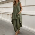 thumbnail image 6 of SOOMLON Matching Sets Women Outfits Plus Size Asymmetrical Sleeveless Shirts Loose Barrel Pants with Pockets 2 Piece Set, 6 of 6