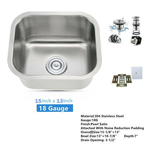 New 304 Stainless Steel Under mount Single Bowl  Bar Sink 15"X13"